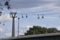 Koelner Seilbahn Gondel blieb haengen Koeln Linksrheinisch P116